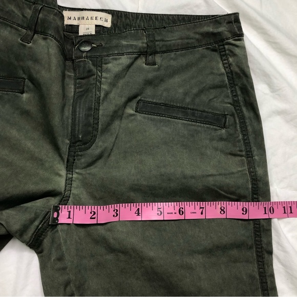 Marrakech x Anthropologie Green Moto Style Pants Ankle Zip Detail - Picture 9 of 13